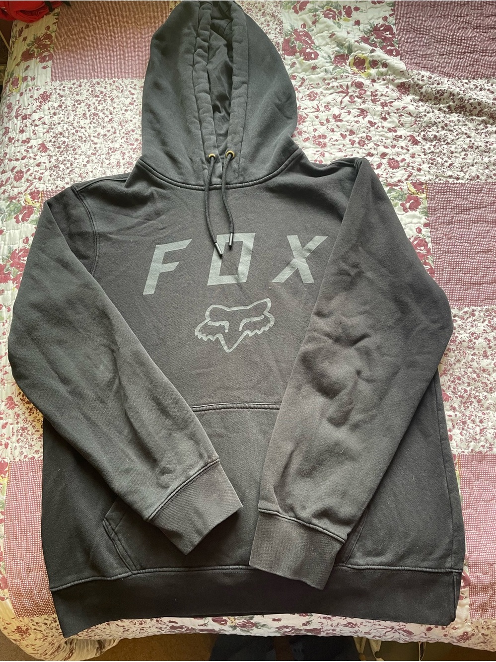 Fox Black Pullover Hoodie with Grey Fox Head Logo